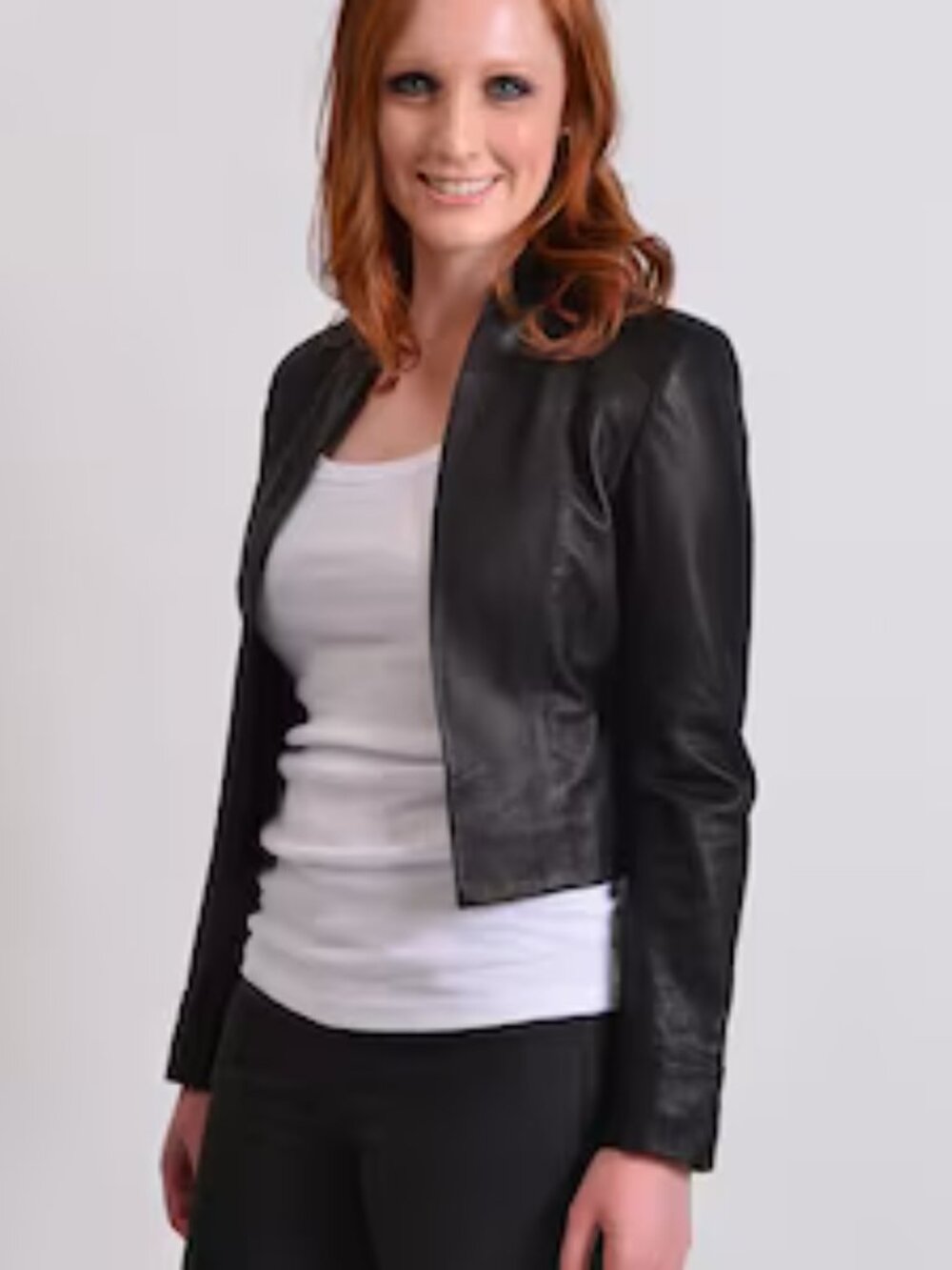 Luxurious Black Leather Cropped Jacket – new with tags - Picture 3 of 10